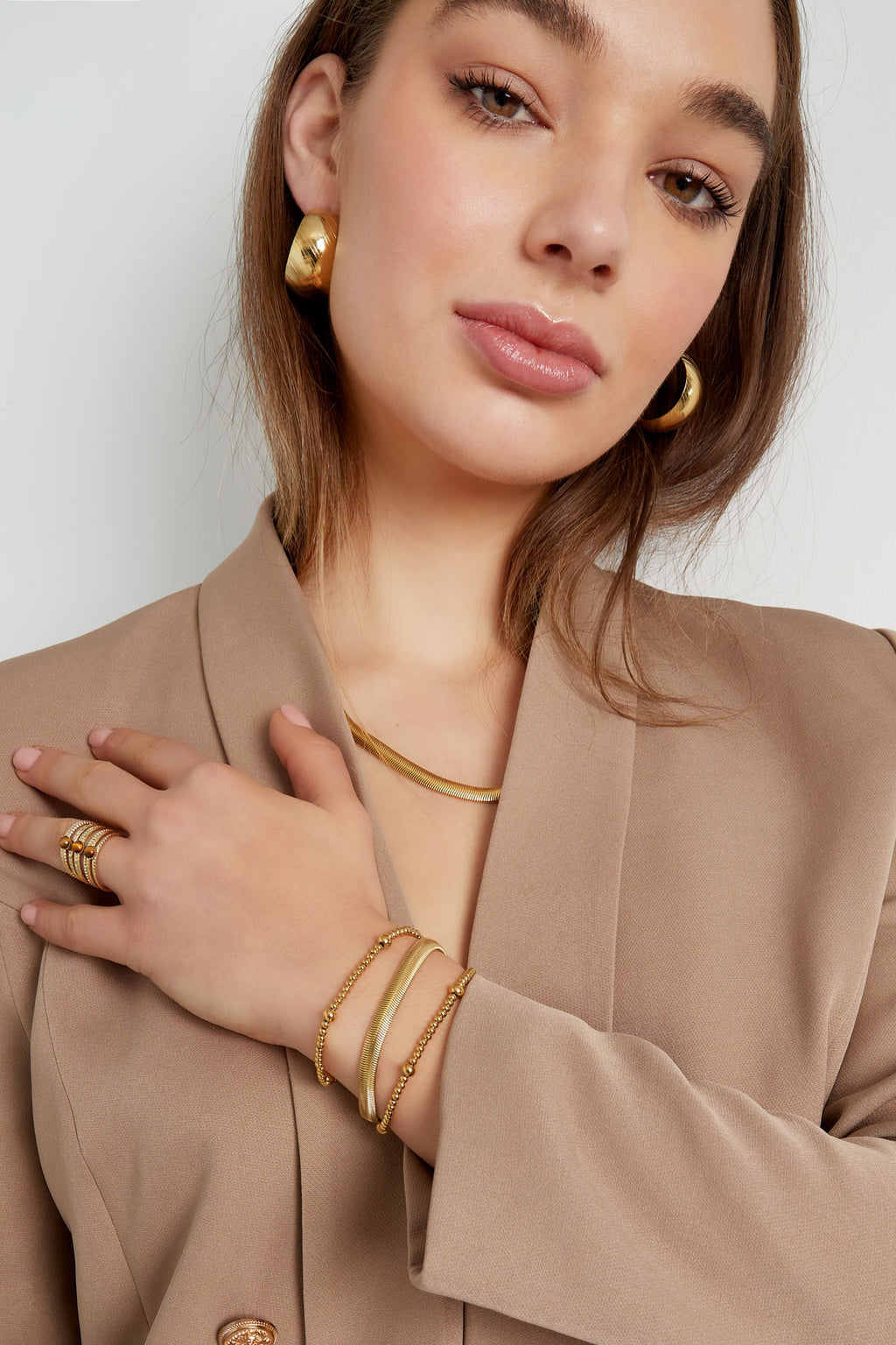 Armband Beady Goud kleur Stainless Steel