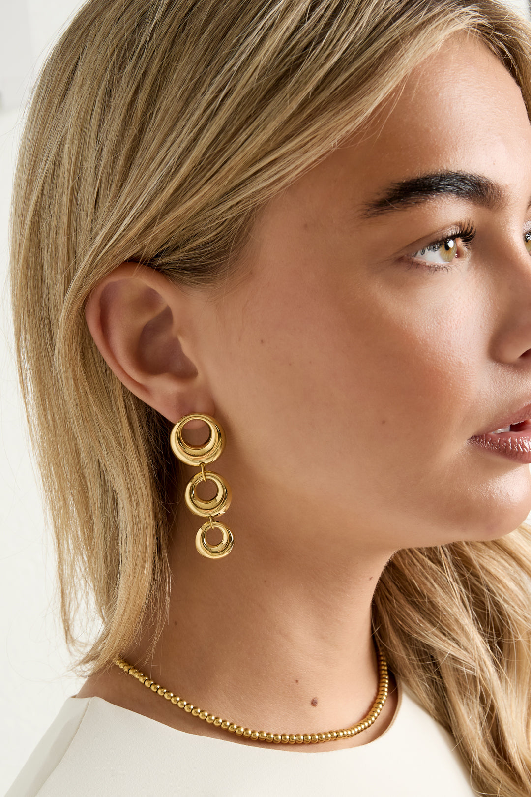 Oorbellen van roestvrij staal met hanger, cirkel, casual, dagelijks, eenvoudig, serie, damessieraden