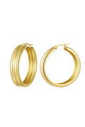 Oorringen met ribbel Goud kleur Stainless Steel