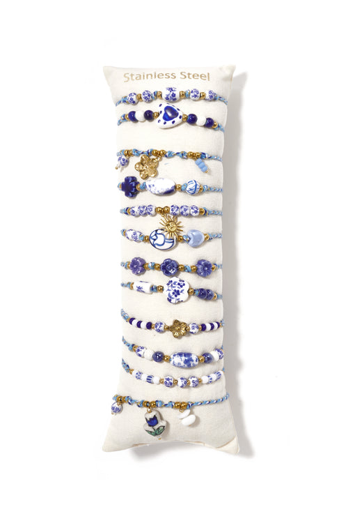 14K vergulde keramische armbandensets met bloemenmotief, vakantie-/strandthema, etnische serie, damessieraden