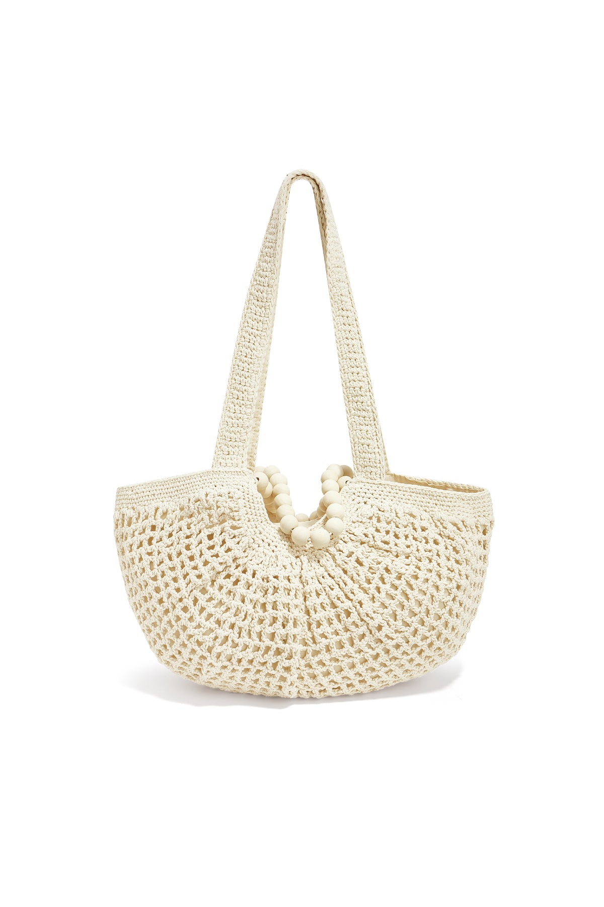Chic Off-White & Dark Brown Woven Hobo Beach Bag