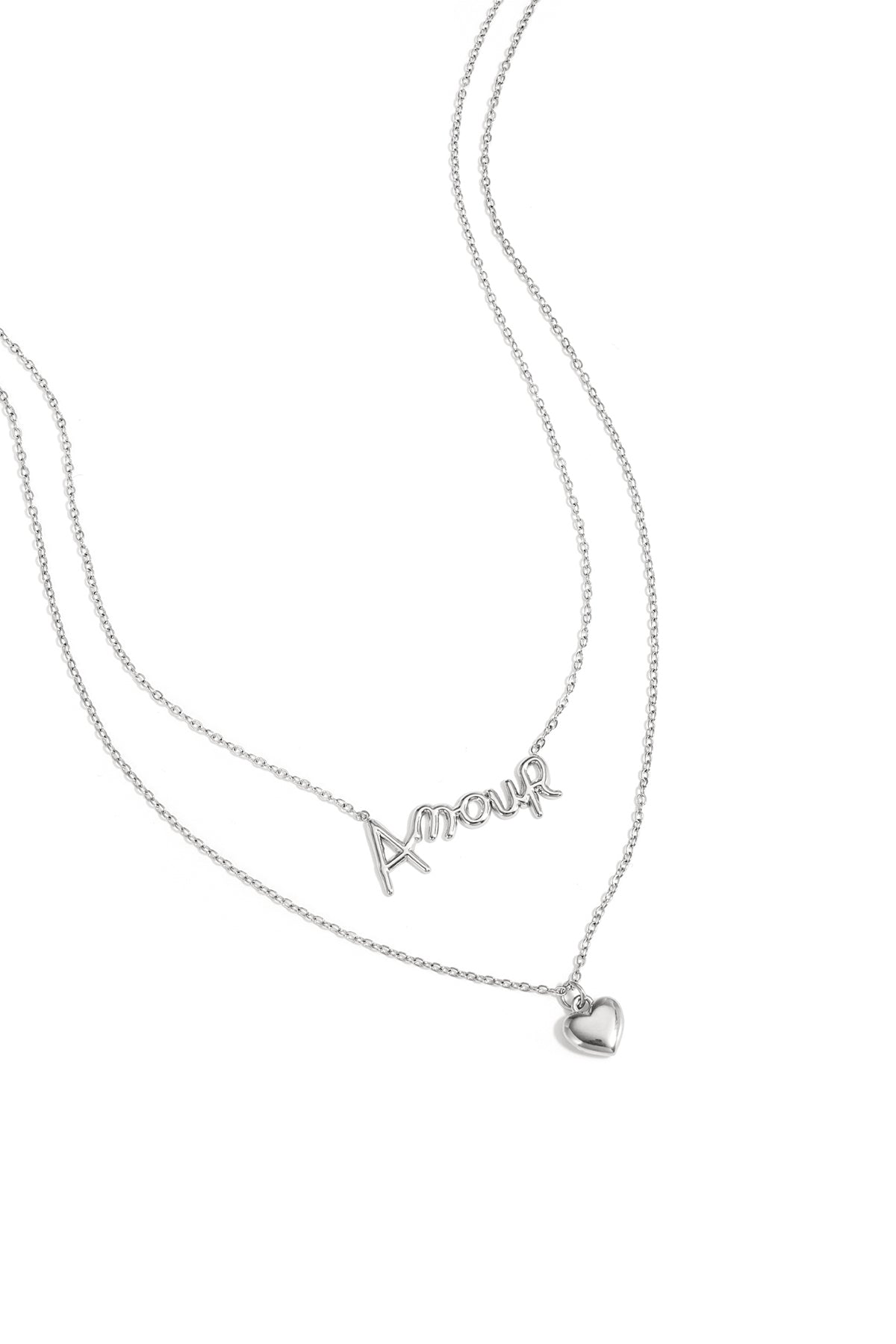 Gelaagde ketting amour met hart