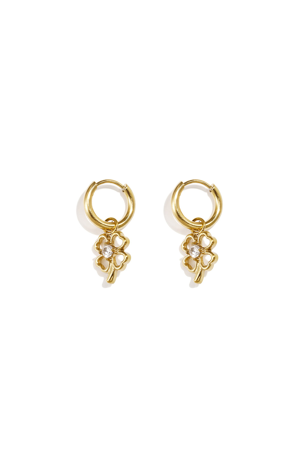 Roestvrijstalen hangende oorbellen met klavertje vier, eenvoudige dagelijkse sieraden uit de Simple-serie voor dames.